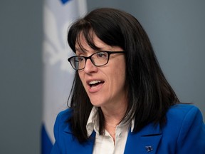 Sonie LeBel speaks during a news conference