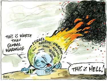 Cartoon of the world on fire