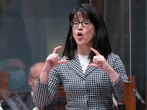Quebec Treasury Board president Sonia Lebel responds to a question in the National Assembly.