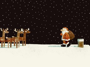 Jon Klassen used graphite and ink to create his distinctive art, finishing it digitally and imbuing it with a generous dose of humour to perfectly complement Mac Barnett's text in How Does Santa Go Down the Chimney?