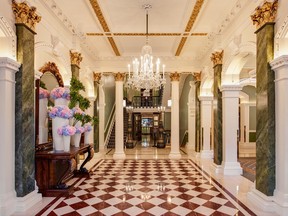 The sumptuous lobby of The Shelbourne in Dublin, Ireland, speaks of an illustrious history and a luxurious present day.