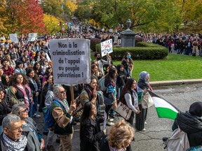 A pro-Palestinian rally in Montreal on Oct. 25, 2023.