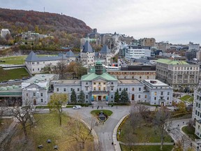 Aerial view of the McGill University campus in Montreal on Nov. 21, 2023.