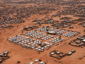 An aerial view shows a camp of internally displaced people in Djibo, Burkina Faso, May 26, 2022.