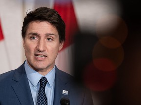 Prime Minister Justin Trudeau says Israel's actions in the Gaza Strip meant to clear Hamas militants are making it harder to achieve long-term stability in the region. Trudeau speaks during a media availability with reporters on the final day of the APEC Summit, in San Francisco, Calif., Friday, Nov. 17, 2023.