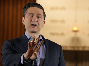 Conservative Leader Pierre Poilievre speaks during a press conference at Queen's Park in Toronto on Thursday Nov. 23, 2023.