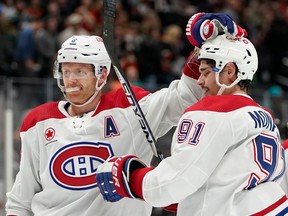 The new Air Canada logo can be seen on the front of Canadiens defenceman Mike Matheson's jersey, above and to the left of the CH logo.