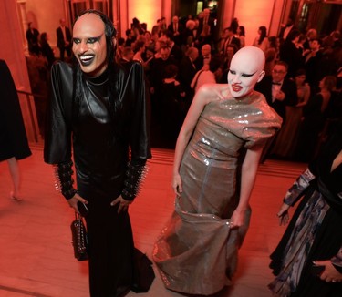Fecal Matter's Steven Raj Bhaskaran and Hannah Rose Dalton wow in their larger-than-life designs at the 2023 Montreal Museum of Fine Arts Ball on Saturday, Nov. 18, 2023.
