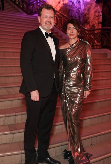 Gifted designer Alysia Yip-Hoi Martin (resplendent in UNTTLD) with handsome husband Paul Martin at the recent MMFA Ball.