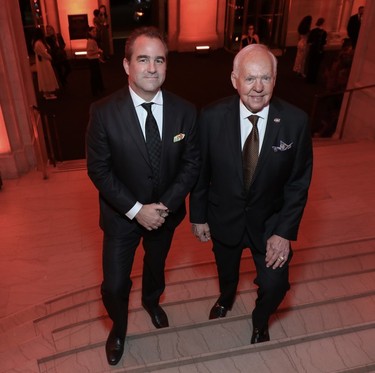 Geoff Molson, dashing owner, president/CEO, Club de hockey Canadien, the Bell Centre and Evenko, on scene with legendary Montreal Canadien Yvan Cornoyer at the Montreal Museum of Fine Arts Ball on Saturday, November 18, 2023.