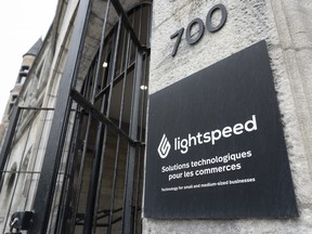Lightspeed sign next to a building's entrance