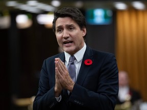 Prime Minister Justin Trudeau responds during Question Period on Nov. 8 in the House of Commons. Trudeau appears to have painted himself into a corner in the one area where he’s held the political high ground: climate change.