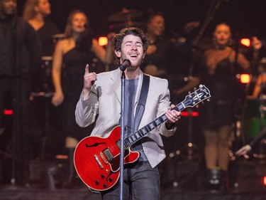 Nick Jonas performs with his brothers at the Bell Centre in Montreal on Friday, Dec. 1, 2023.