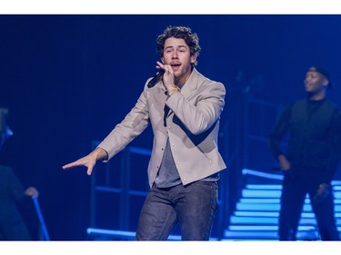 Nick Jonas performs with his brothers at the Bell Centre in Montreal on Friday, Dec. 1, 2023.