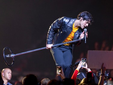 Joe Jonas performs with his brothers at the Bell Centre in Montreal on Friday Dec. 1, 2023.