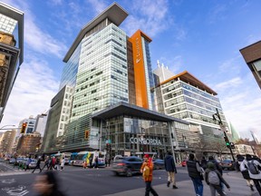 Concordia University's EV Building at the corner of Guy and Saint-Catherine Sts. in Montreal on Friday, December 15, 2023.