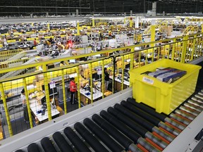 Inside the Amazon Fulfillment Centre in Brampton, Ont., on July 21, 2017.