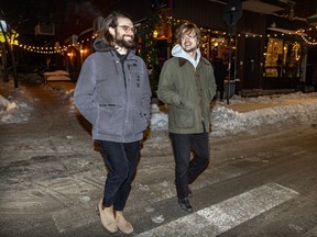 Olivier Cousineau, left, and Rémi Gauvin of the Montreal band Comment Debord in Montreal on Dec. 6, 2023.