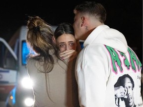 Mia Schem, a 21-year-old French-Israeli woman, is reunited with her family following 55 days in Hamas captivity on Nov. 30, 2023, in Be'er Sheva, Israel.