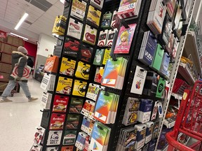 Gift cards are displayed at a Target store, in New York, Thursday, Dec. 21, 2023.