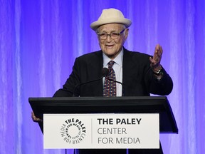 Honoree Norman Lear makes his speech at "The Paley Honors: A Special Tribute to Television's Comedy Legends" at the Beverly Wilshire Hotel, Thursday, Nov. 21, 2019.