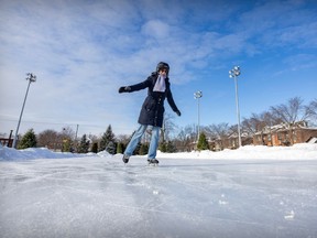 Hélène Durocher skates on a natural ice rink