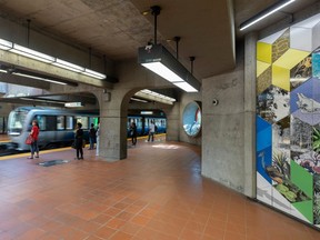 A view of the platform at Angrignon station.