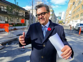 Former Montreal mayor Denis Coderre is seen on the street during his ill-fated 2021 campaign to take back the mayor's chair.