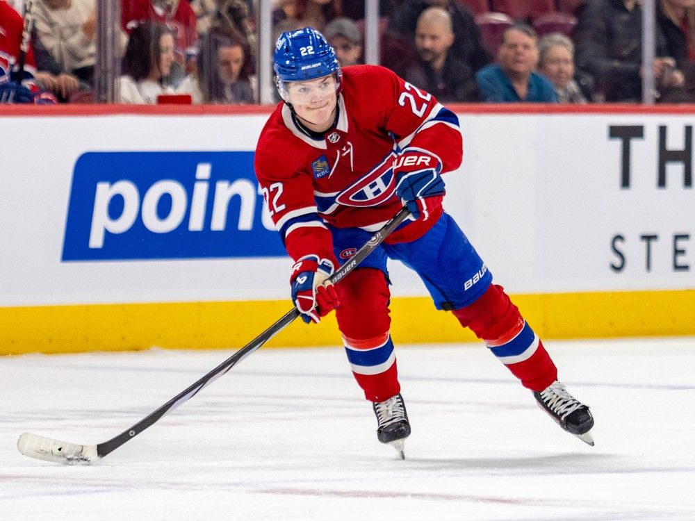 Montreal Canadiens’ Cole Caufield says playing different sports, especially football, helped him as a hockey player.
