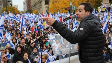 Liberal MP Anthony Housefather speaks at a rally organized by Federation CJA, in Montreal on Oct. 29.