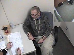 André Faivre is seen in a video of his police interrogation in 2016.