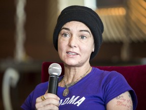 Irish singer-songwriter Sinead O'Connor attends a press event during the Budapest Spring Festival at a hotel in Budapest, Hungary, on April 22, 2015.