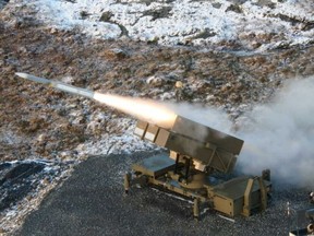 A September 2022 file photo of a demonstration of the National Advanced Surface-to-Air Missile System, known as NASAMS.