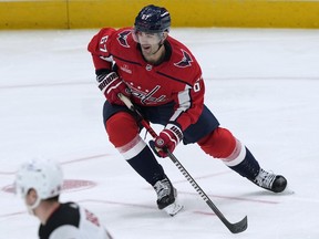 Washington Capitals left wing Max Pacioretty (67) skates against the New Jersey Devils during the first period of an NHL hockey game in Washington, Wednesday, Jan. 3, 2024.