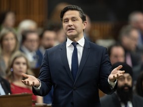 Photo shows Conservative Leader Pierre Poilievre answering questions in the House of Commons.