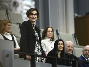 Child welfare advocate Cindy Blackstock is recognized by the Speaker of the House of Commons, along with her fellow recipients of the Social Sciences and Humanities Research Council of Canada 2022 Impact Award, after Question Period on Parliament Hill in Ottawa on Thursday, Dec. 1, 2022.