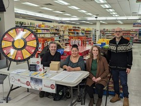 The Taima TB research team that used public events in Iqualuit to promote the project last week included, left to right, Dr. Gonzalo Alvarez, Naomi Tatty, Sandra Finn and Rob Delatolla.