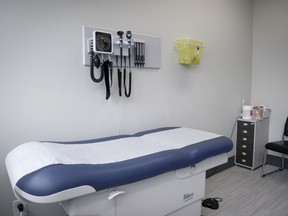 An exam room is seen at a health clinic in Calgary.