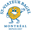 Cartoon of a bagel with arms and legs. It has eyes just over the hole, which serves as the character's mouth.