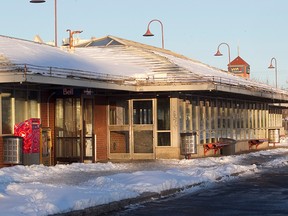 An aging one-storey building in winter