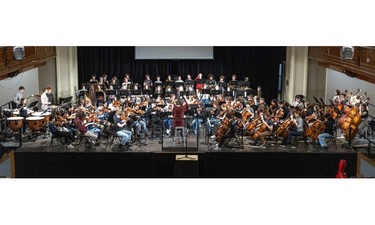 Long shot of a student orchestra.