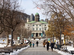 Exterior view of McGill University in downtown Montreal.