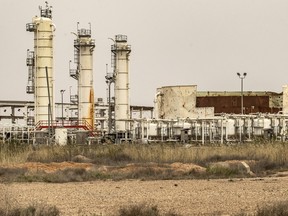 Oil production facilities at the Al-Omar oil field in the eastern Syrian Deir Ezzor province.