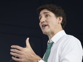 Justin Trudeau makes an announcement in Waterloo, Ont. on Friday, Feb. 2, 2024.