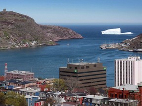 An iceberg is seen just outside of the Narrows of St. John's Harbour on Friday, June 13, 2014.