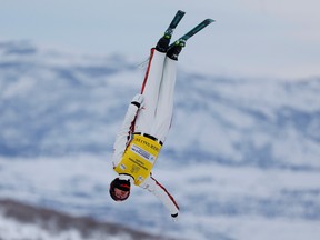 Sherbrooke's Marion Thénault competes in the women's aerials World Cup competition on Feb. 3, 2023, in Park City, Utah.