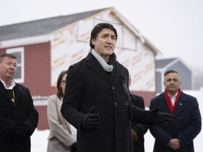 Justin Trudeau makes an announcement in Membertou First Nation on Cape Breton Island, N.S., Thursday, Feb. 22, 2024.