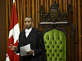 Speaker of the House of Commons Greg Fergus makes a speaker's statement before Question Period in the House of Commons on Parliament Hill in Ottawa on Wednesday, Oct. 18, 2023.