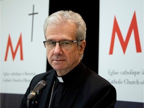 Archbishop of Montreal Christian Lépine at a news conference in Montreal on Nov. 25, 2020.