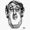 Sketch of Brian Mulroney's head with a pink bandaid over his mouth.